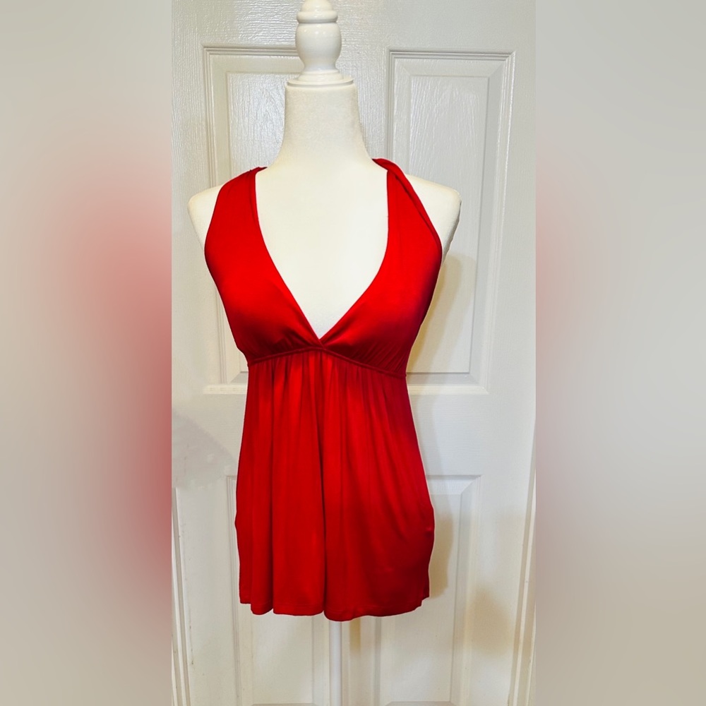 Lush Top halter red padded bra racer back v-neck size  small - Picture 2 of 10